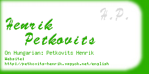 henrik petkovits business card